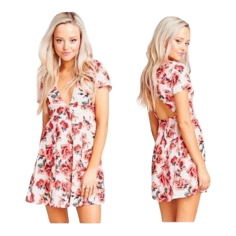NWT! Show Me Your MuMu Ibiza Pink Floral Cut-Out-Back Dress. Size Small.